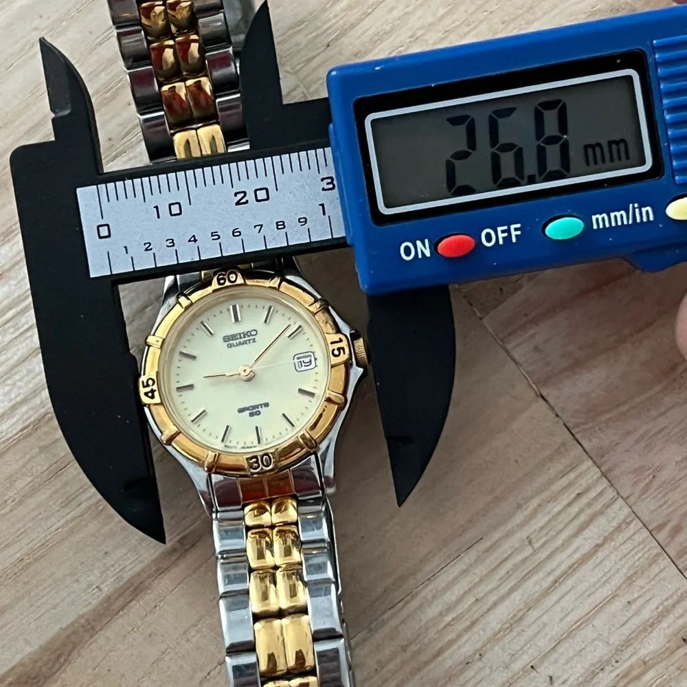 Seiko Sport 50 Ladies Watch Vintage Two-Tone Bracelet Iridescent Dial Date - Picture 16 of 16